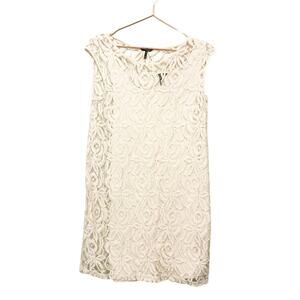 Daisy Fuentes Cream Lace Overlay Dress - Size Medium